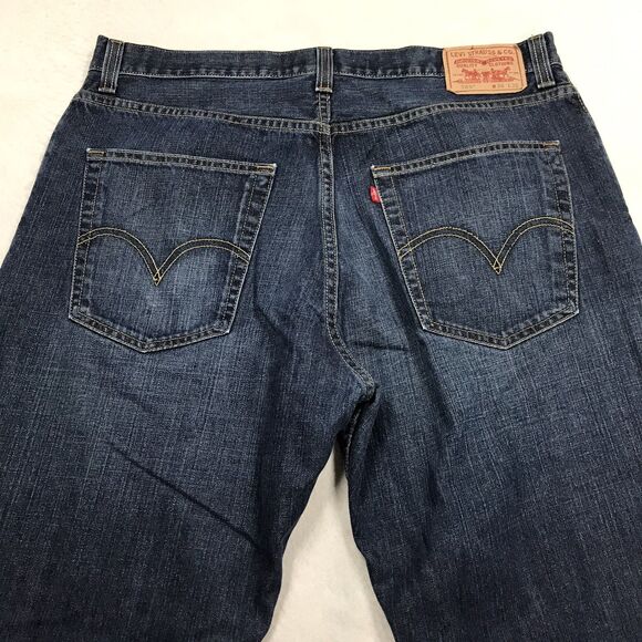 Y2K LEVIS 569 Jean Men 38x30(36/30 tag) Loose Straight Wide Leg Dark Wash Skater - Picture 4 of 15